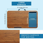 LAPGEAR Home Office Lap Desk – Espresso Blue, Fits 15.6” Laptops | Built-In Mouse Pad & Phone Slot, Integrated Device Ledge, Dual-Bolster Microbead Cushion, Carry Handle - Image 5