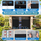 Frienda 12 x 7 ft Sliding Privacy Garage Door Screen 1 Car with Track Closure Retractable Magnetic Closure Heavy Duty Weighted Bottom Door Privacy Protection Curtain Keep Animals Out for Summer Garage - Image 4