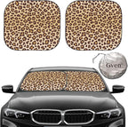 Gven Windshield Sun Shade 2pcs with Bonus Car Sunshade for Front Window Shades 2025 Technology Reflect UV and Heat Sun Visor Automotive Interior Sun Protection (Leopard, S) by Gven