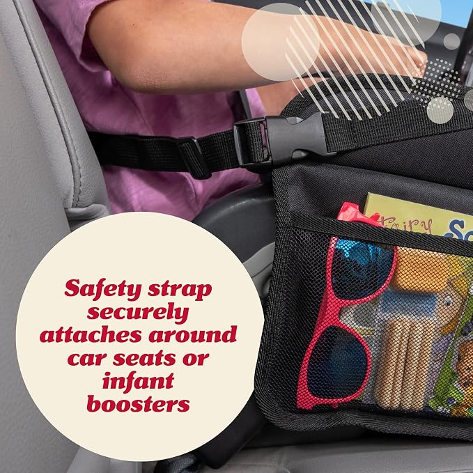 Lusso Gear Kids Car Seat Travel Tray - Dry-Erase Tablet Holder for Road Trip Activities - Cup Holder & Storage for Toddler Travel Essentials - Plane Activity Tray for Airplane Essentials - Dinos - Image 7