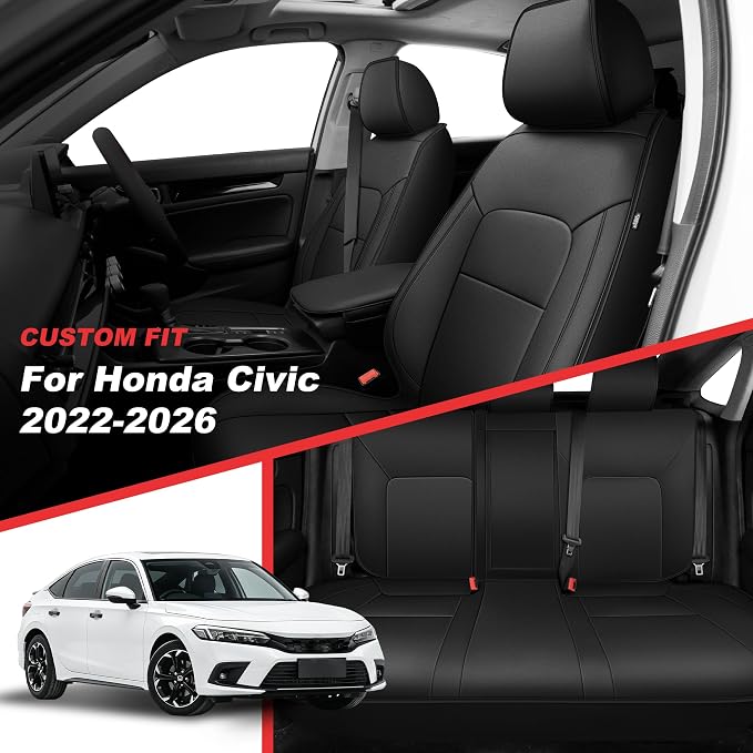 TTX LIGHTING Custom Fit for Honda Civic Seat Covers 2022-2026 5-Seats | Original Seat Pattern | Full Coverage | Easy Install | Waterproof | Faux Leather | Shield Your Car Seats | All Season - Image 2