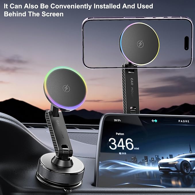 15W Magsafe Car Phone Mount Charger,Vacuum Car Phone Holder Charger,360° Adjustable Magnetic Cell Phone Holders for Car,Wireless Charging Mount for iPhone 17-12 Pro Max Plus Car Accessories - Image 5