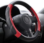 Elantrip Leather Steering Wheel Cover 15 1/2 to 16 inch Universal Large Grip Breathable for Car Truck SUV Jeep Anti Slip Black and Red by Elantrip