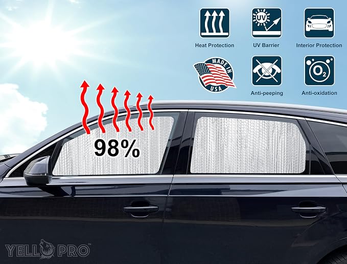 Front Side Sunshade (2PCS) for 2019-2026 Chevrolet Silverado 1500, 4Dr | Pickup - Double Cab, Crew Cab | UV Reflector Sun Protector Privacy Multi-Layer Insulated Blockout Accessories [Made in USA] - Image 3
