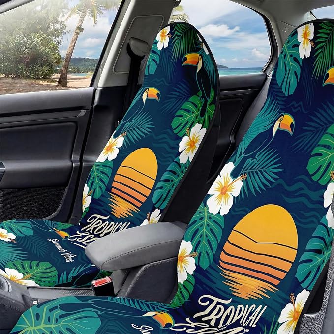 2 Pack Car Seat Towel Covers, Sweat-Proof Microfiber Seat Protectors for Gym, Running, Beach & Workout, Breathable Quick-Dry, Machine Washable, Tropical Toucan Print, Universal Fit - Image 5