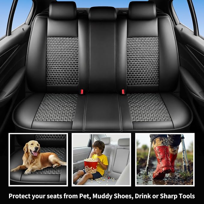 Fit Tacoma Car Seat Covers for Toyota Tacoma 2016-2023, Summer Ice Silk Breathable, Waterproof, All-Weather Automotive Seat Cushion Protector, Airbag Compatible (5 Seats, Black) - Image 5