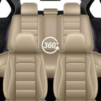 IKABEVEM Car Seat Covers for Jeep Cherokee 2014-2023 Full Set(5 Seats) | Luxury Fuax Leather, Waterproof, Airbag Compatible, Easy to Install, Scratch‑Resistant Seat Protection, Beige - Image 7