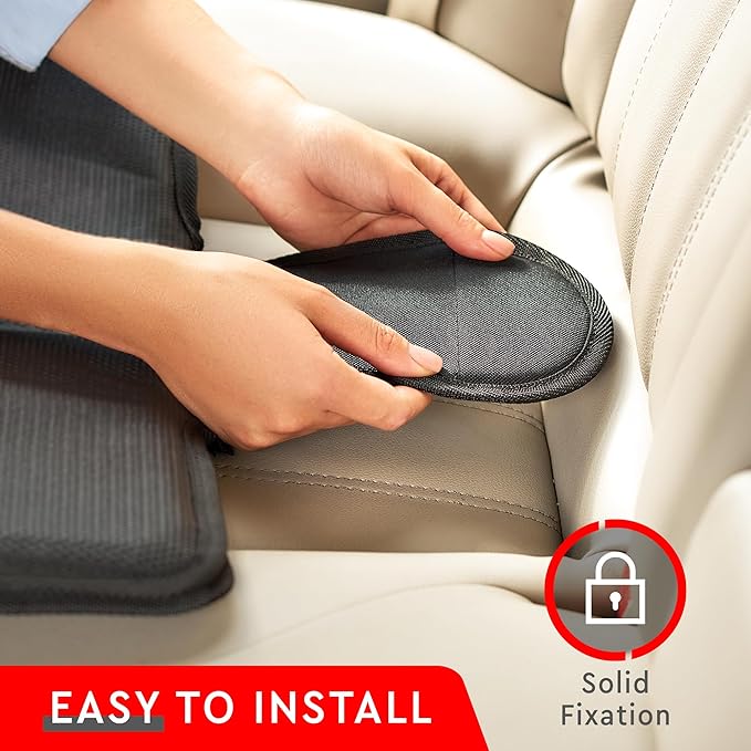 Helteko Car Seat Protector, 2 Pack Seat Protection Mat with Thick Padding, Durable Waterproof Fabric, Leather Reinforced Corners and Mesh Pockets - Image 5