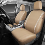 CAR PASS Leather Bling Diamond Car Seat Covers 2 Front Interior Sets, Waterproof Universal Shining Glitter Crystal Sparkle Fit for 95% Automotive Truck SUV Cute Women Girl, Beige Rhinestone - Image 5