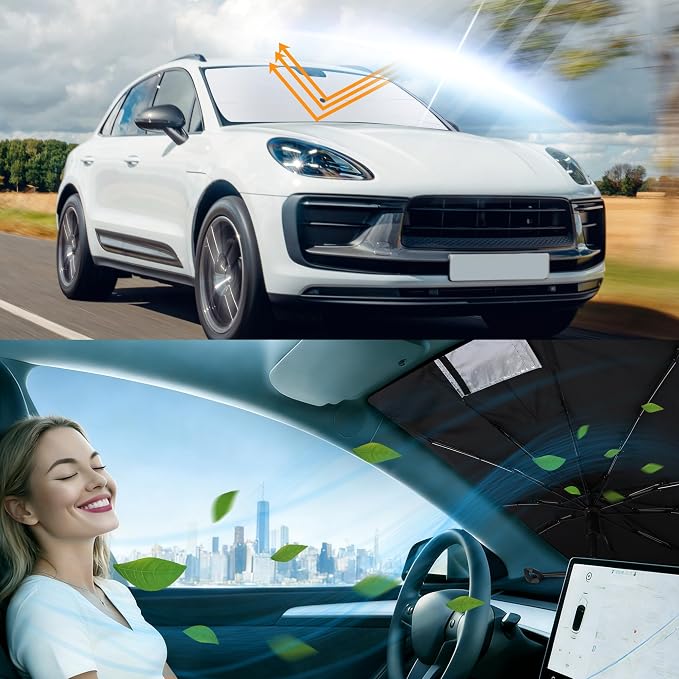 Windshield Sun Shade Umbrella for 2014-2026 Porsche Ma-can | Full covered for windshield, Block UV Rays, Heat Reduction, Easy to install, Durable & Fold Up Small - Image 6