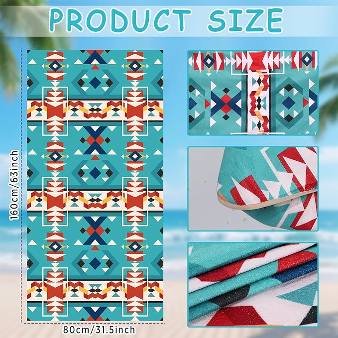 Lonfliness 1PCS Car Seat Cover Towel Non Slip Front Seat Car Seat Towel Athletic Running Towel Washable Seat Cover for Gym Workout Sweat Outdoor Sport Beach Hiking Yoga (Navajo Tribal) - Image 2