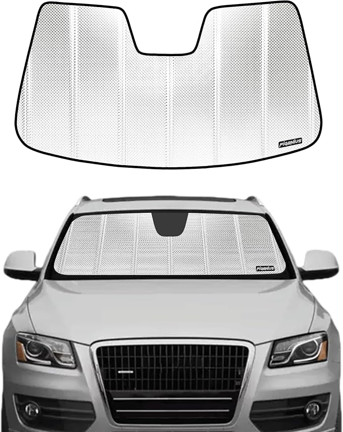 Pigenius Windshield Sun Shade for 2009-2017 Audi Q5, 2014-2017 Audi SQ5. Front Window Sunshade with Storage Bag by Pigenius