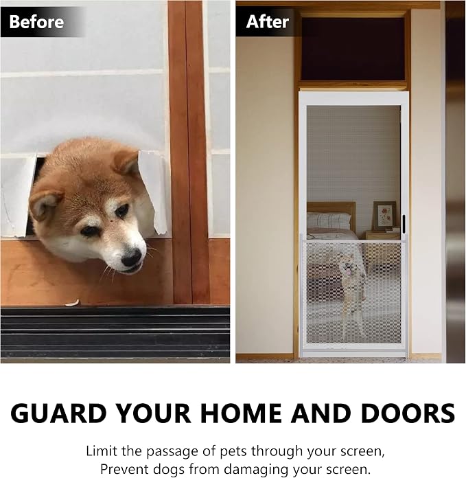 Guardian Steel Pet Grille Screen Door Protector for Dogs Pets Cats Scratch Protector Replacement (Grey, 30 inch) Screen Door Guard Pet Proof Rv Screen Door Grill Guards - Image 3