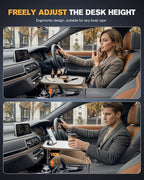 Car Desk for Laptop, Car Table & Car Tray with 360° Rotating Cup Holder, Adjustable Height Car Food Tray, As Car Table Tray or Car Seat Tray, Compatible with Tesla Model 3/Y/S, Ford/Most Vehicles - Image 6