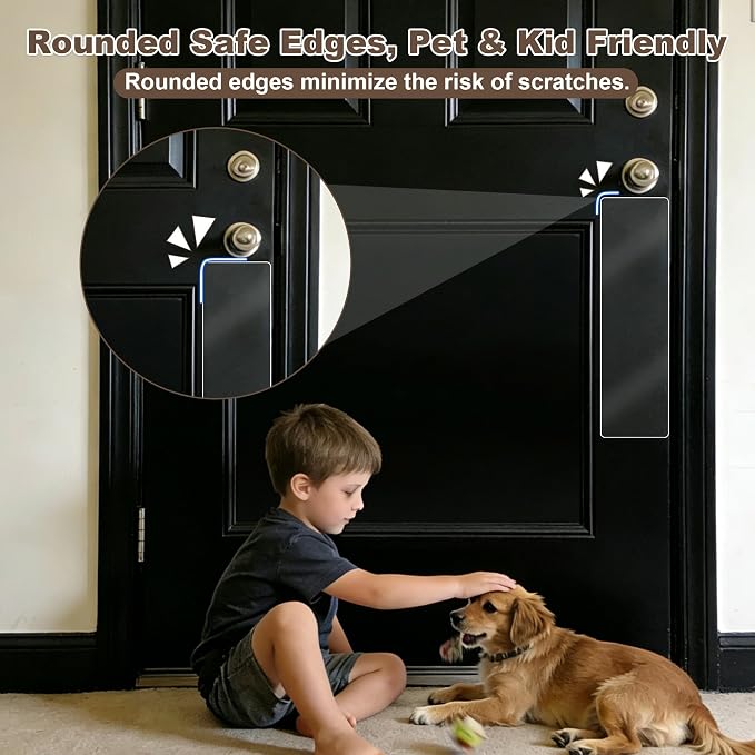 4 PCS 4"x14" Door Scratch Protector Dog, Self-Adhesive, Rounded Corners | Thickened Acrylic Door Protector from Dog Scratching, Anti-Scratch Guard for Dogs & Cats, Clear Protection - Image 4