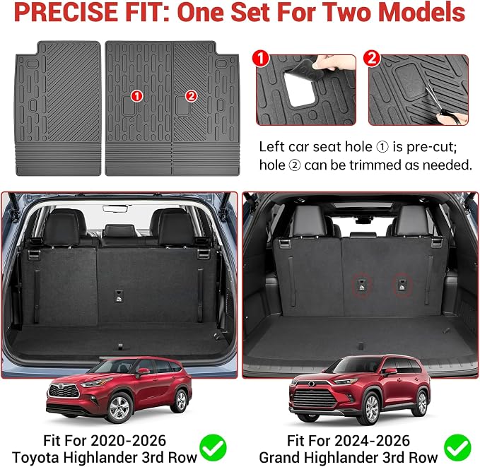 Cargo Mat Fit for 2020-2026 Toyota Highlander&Grand Highlander 3rd Row Backrest Mat TPE Trunk Liner All Weather Seats Back Protector for Highlander/Grand Highlander Accessories(Backrest Liner) - Image 8