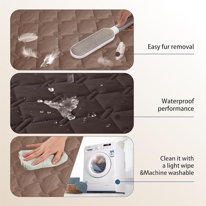 gogobunny 100% Double Sided Waterproof Dog Blanket Soft Pet Bed Cover Reversible Protect Furniture Couch Sofa Car for Puppy Large Dog Cat (Dark Coffee/Light Coffee, 52x82 Inch (Pack of 1)) - Image 9
