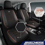 Skechers Air-Cooled Memory Foam Seat Covers,Mesh Thick Car Seat Covers,Piping Leather Car Seat Cover,Airbag Compatible,Automotive Comfort for Most Cars, Vans, Trucks, SUV(Brown, Full Set) - Image 2