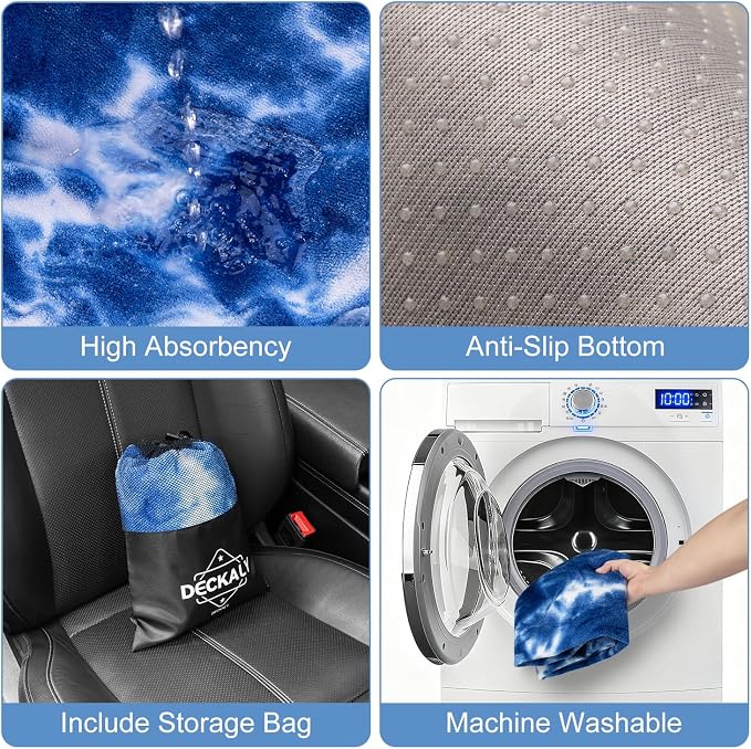 Waterproof Sweating Car Seat Cover for Post Gym Workout, Running, Swimming, Beach and Hiking, Universal Fit Non-Slip Bucket Seat Protector for Cars SUV Trucks, Machine Washable (Tie-Dye Blue) - Image 3