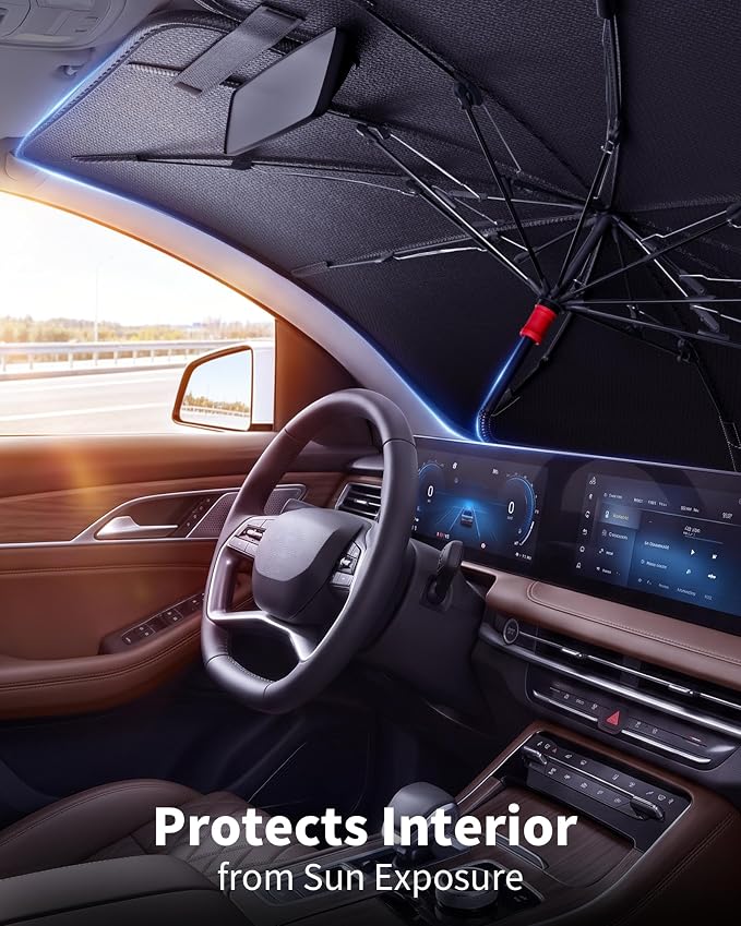 Windshield Sun Shade Umbrella | 53" L x 29" W,car window shades,windshield umbrella,umbrella sunshade for car windshield,windshield sun shade - Image 4