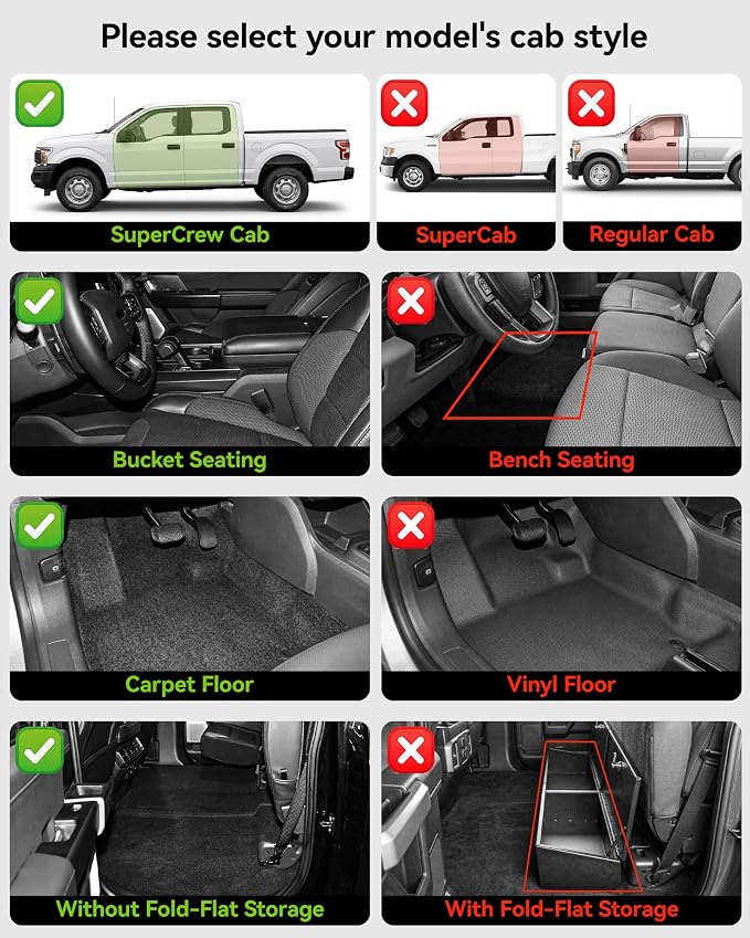 3W Floor Mats (with Metal Pedals) for Ford F-150 2015-2026 SuperCrew | F150 Lightning 2022-2025 SuperCrew(w/o Fold Flat Storage), TPE All Weather Custom Fit, 3PCS | Heavy Duty, Easy Clean - Black - Image 3