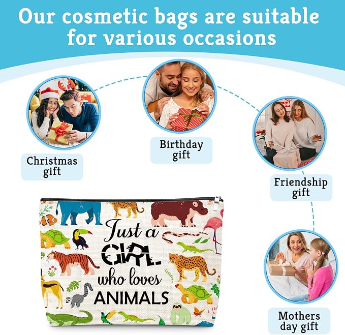 Animal Lovers Gifts for Women Makeup Bag Wildlife Animals Themed Gifts Ideas Birthday Graduation Gift for Her Animals Lover Daughter Sister Women Friends Travel Pouch Cosmetic Bag with Zipper - Image 7
