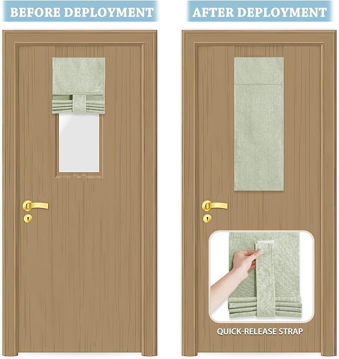 RYB HOME Classroom Door Window Cover, 100% Blackout Shades for Classroom Windows and Doors Cover Lockdown Shades Blocks Views, W 8 x L 36 inch, Light Sage, 1 Panel - Image 5