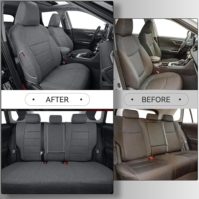coverdream Corolla Cloth Seat Covers Full Set for 2020 2021 2022 Toyota Corolla L,LE,Fully Covered,UV Resistant Breathable Polyester Car Seat Protector,Fit Like A Glove (Gray) - Image 4