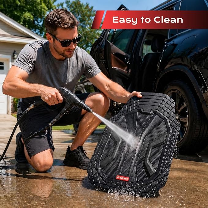 Coverado Car Floor Mats for Cars, Waterproof All Weather Floor Mats, Deep Dish Car Mats, Universal Trim to Fit Automotive Floor Mats for Trucks Car Accessories for Cars SUV Truck (3 Pcs,Black) - Image 8
