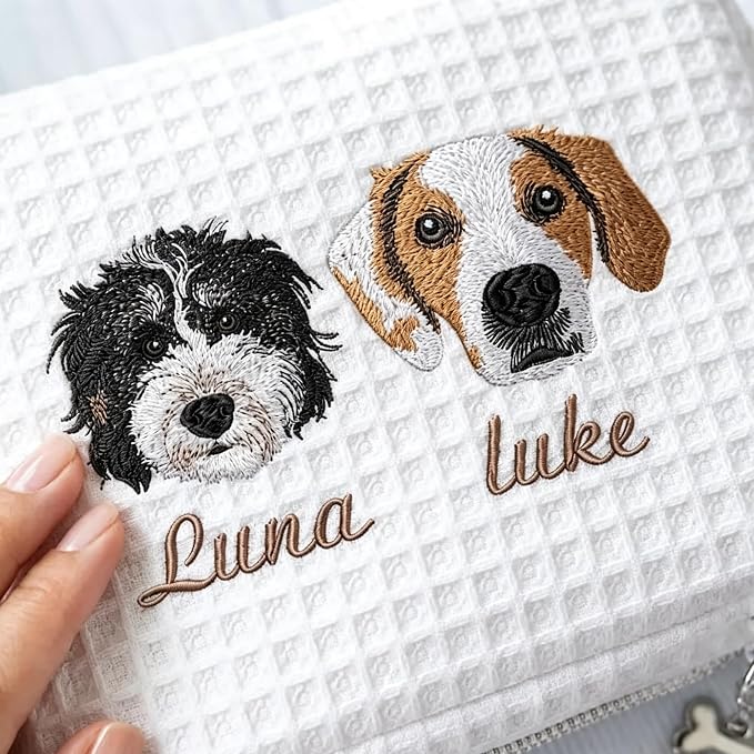 Personalized Pet Photo Embroidered Cosmetic Bag Custom Dog Cat Portrait Makeup Pouch for Women Cute Gift for Pet Lovers Mother's Day Birthday Compact Travel Toiletry Organizer with Zipper - Image 2
