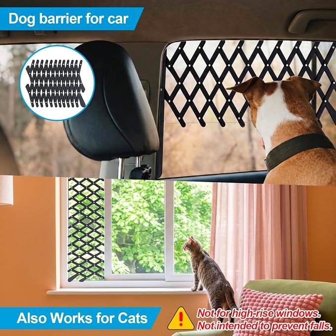 2 Pcs Car Truck Window Pet Gate Extendable Window Guards for Dogs | Puppy Ventilation Grill Mesh Vent, Security Lattice, Telescopic Fence for Truck SUV Pet Safety Protection Summer Airflow - Image 6