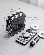 Clear Checkered Makeup Bag, Small Cosmetic Pouch with Zipper Mini Waterproof Makeup Purse Organizer Cute Cosmetic Bag Travel TSA Approved Toiletry Bag Car Organizer for Women Girls (Black) - Image 5
