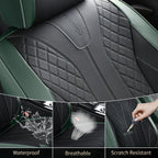 FLORICH Leather Seat Covers Full Set Automotive Car Seat Cover Front and Back Waterproof Auto Seat Covers Full Coverage Car Seat Protector Cushion Universal Fit for Most Cars SUV Trucks, Black&Green - Image 6