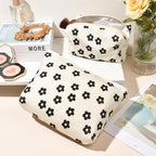 SOIDRAM 2 Pcs Makeup Bag Large Cosmetic Bag Toiletry Bag Makeup Pouch Travel Bag Organizer Cute Makeup Brushes Aesthetic Accessories Storage Bag for Women Black Floral Corduroy - Image 7
