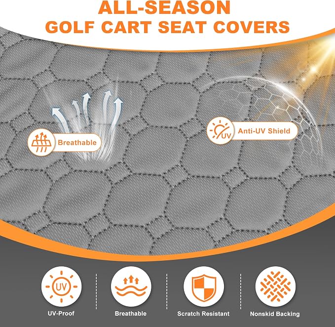 PGmoon Golf Cart Seat Covers with 4 Front Pockets & Nonskid Bottom | Universal Golf Cart Seat Towel Blanket Fits for EZGO, Yamaha, Club Car and More 2 Person Seats Golf Carts - Image 2