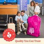 J.L. Childress Gate Check Bag for Single & Double Strollers, Neon Pink | AirTag compatible Gate Check Bag keeps strollers clean, protected & easy to identify when airport gate checking - Image 8