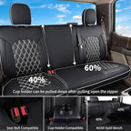 Huidasource Fit for Truck Seat Covers Chevy Silverado/GMC Sierra, Chevrolet Seat Covers, 1500 2007-2013&2019-2026, 2500HD 3500HD 2020-2026 Crew Double Extended Cab, Thickened Nappa Leather Black&White - Image 3
