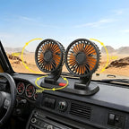 24V Dual Head Car Fan, Heavy Duty Truck Fan with 2 Speeds, 360° Rotatable Dashboard Air Circulator for Semi-Truck, Bus, RV, Excavator, Tractor, Cigarette Lighter Powered - Image 5