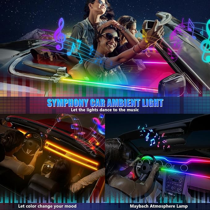 Dreamcolor Acrylic Interior Car LED Strip Light with Wireless APP, RGB 14 in 1 with 175 inches 600 LEDs Fiber Optic Car Ambient Lighting Kits, Music Sync Function Neon LED Strip for Car Accessories - Image 7