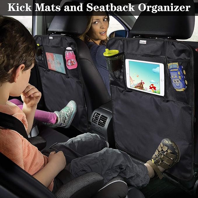 Meolsaek Kick Mats Back Seat Protector, Waterproof Oxford Seat Back Protector, Car Seat Back Protector for Kids, Back of Seat Protector for Kids Feet Car Seat (Black B -2pc) - Image 7