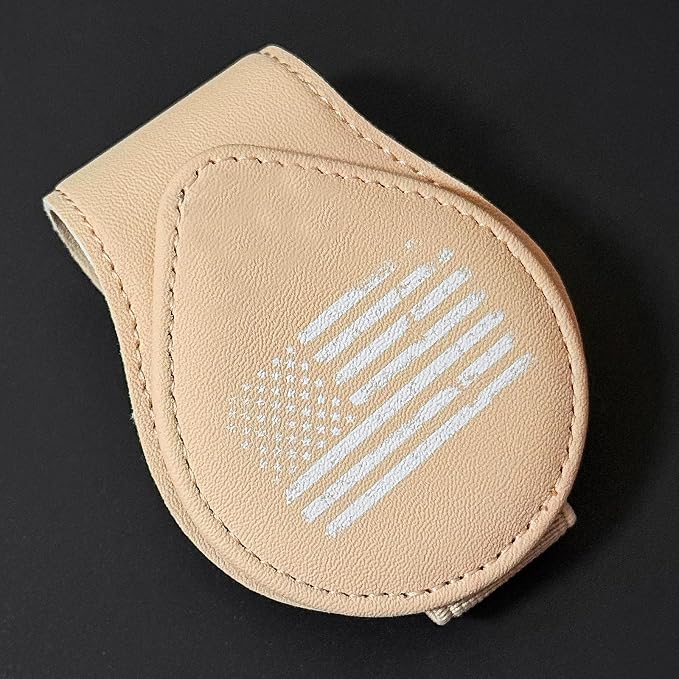 American Flag - Car Sunglass Holder, Magnetic Leather Eyeglass Hanger Mount Clip Holder for Car Visor Accessories (Beige) | Magnetic Leather - Image 7