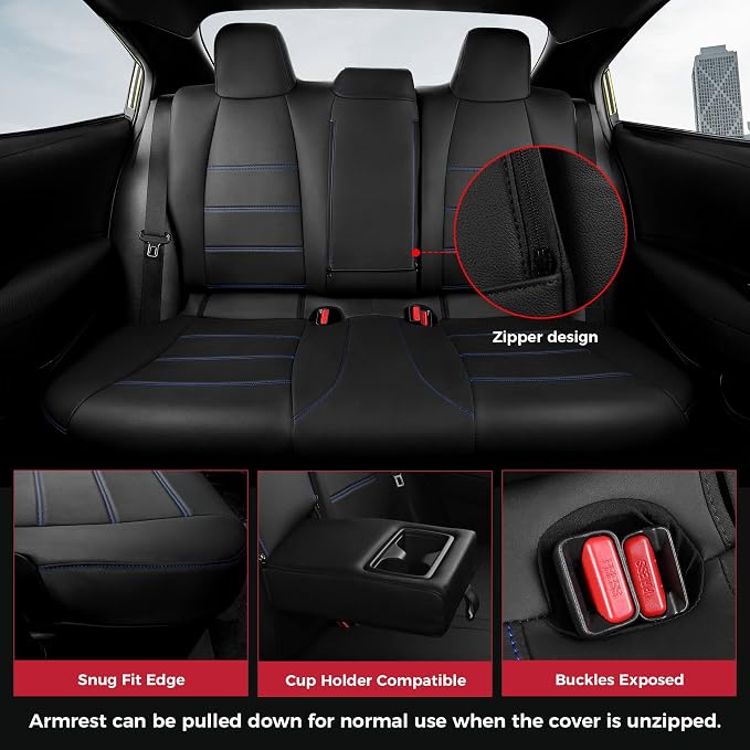 FREESOO Custom Leather Seat Covers for Toyota Corolla LE 2023-2026 | Sedan, Full Set, Waterproof, Airbag Compatible, Scratch-resistant, Anti-slip, Protector Cushion, Durable Material, Easy-clean - Image 4