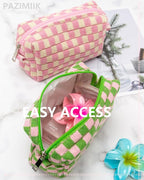 Checkered Makeup Bag for Purse, Small Cosmetic Pouch,Pink Green,6 Pack | Cute Zipper Makeup Organizer for Women, Travel Essentials, Toiletries, Makeup Brushes, Beauty Accessories&Bridesmaid Gifts - Image 7