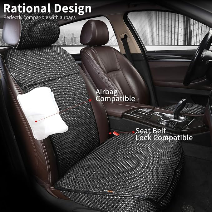 Auto Newer Luxury Breathable Car Seat Cover Fit Four Seasons, Universal Front of Car Seat Cushions, Bottom Seat Covers of Full Wrapped Edge,Universal Fit for 95% Cars,SUV,Pickup(Black，1PCS) - Image 6