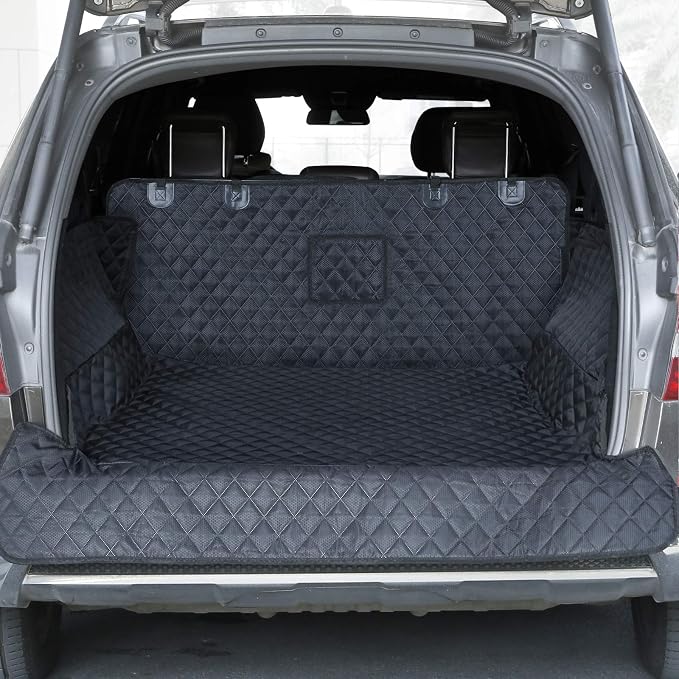 SUV Cargo Liner for Dogs, Trunk Cover with Bumper Flap Protector | Waterproof Pet Cargo Cover with Side Flaps, Dog Car Seat Cover with Non-Slip Mat, Prevents Scratches, Pet Hair, Mud, and Dirt by PETICON