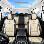 for Subaru Forester 2009-2026 Car Seat Covers, Full Set, Beige | Luxury Full Coverage Leather Seat Protectors, Waterproof Breathable, Non-Slip, Easy to Install, Airbag Compatible, All-Season - Image 2