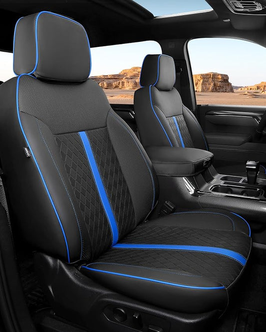 RIDEPOSH Custom Fit Seat Covers for Silverado/Sierra 1500 2019-2026 CrewCab | Fits 2500/3500HD 2020-2026, no Rear Armrest/Seatback Storage, Faux leather, Protective, Scratch-resistant, Easy-clean by RIDEPOSH