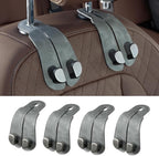 CoBak Purse Hook for Car - Universal Premium Stitched Leather and Aluminum-Magnesium Alloy Double Car Seat Back Storage Hook for Purses, Handbags, Bags (4 Pack),Gray by PopulartabletcasebrandWegivepeoplethebestdesignofprotectingvariouselectronicdevices