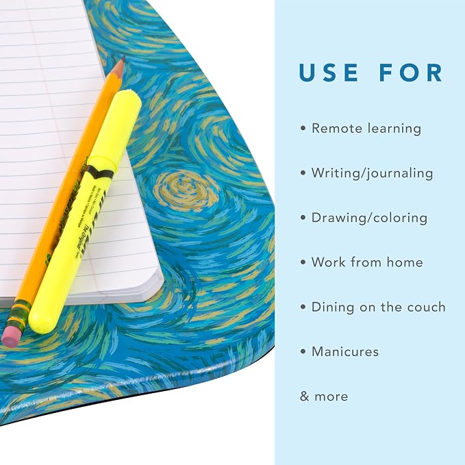 LAPGEAR MyStyle Lap Desk – Starry Blue, Fits 15.6” Laptops | Dual-Bolster Microbead Cushion, Built-In Carry Handle, Ergonomic Curved Front Edge - Image 4