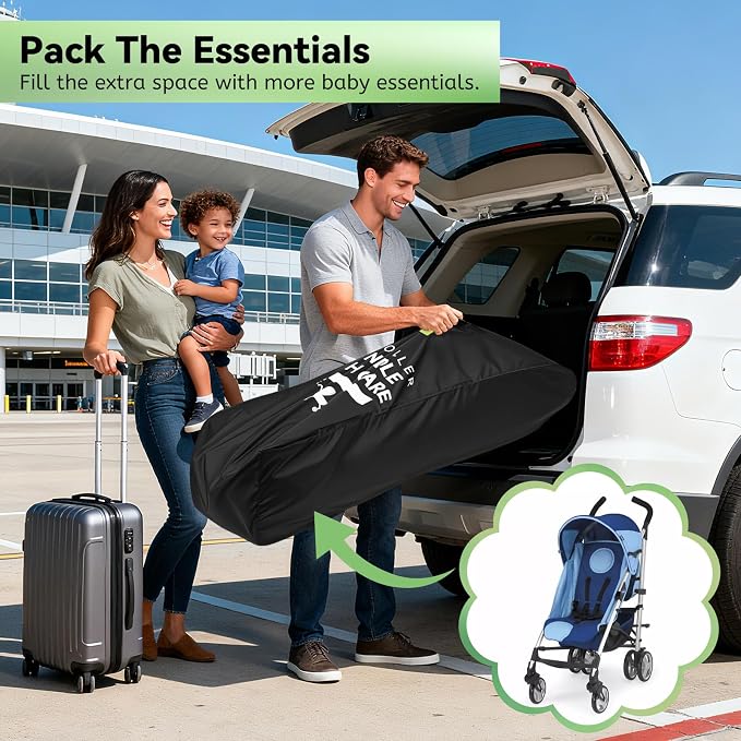 Umbrella Strollers Bag for Airplane, Stroller Travel Bag 42"H x 12"W x 12"D | Stroller Cover Accessories Fit Most Single Umbrella Baby Strollers, Baby Shower Gifts, Flying Essentials Gate Baggage Check - Image 5
